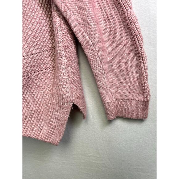 Effortless Casual Chic: Talbots Pink Pointelle Detail Mock Neck Sweater, Size XL - Picture 7 of 10